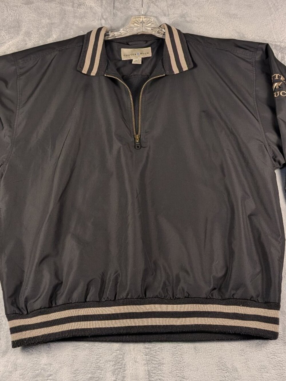 Cutter & Buck Men's Pullover Windbreaker Size XL Black Half Zip Pockets Y2K